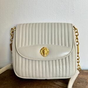 Vintage Cream and Gold Leather Purse | 90s Style | Anne Klein
